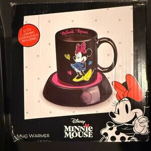 Disney Minnie Mouse Black and Pink Ceramic Mug with Warmer